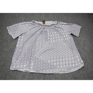 Multiples Blouse Top Womens‎ Size 2X Blue Abstract Geometric Blend Short Sleeve